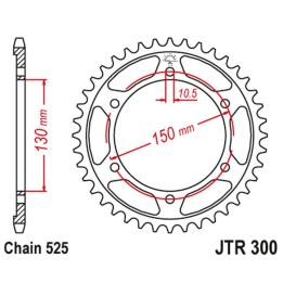 JT zębatka tylna 300 48 honda XL600V transalp '87-'99, XL700V '08-'13 (30048JTZBK) (łańc. 525)