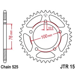 JT zębatka tylna 4456 43 benelli leoncio 500 '18-'20 (445643JT) (łańc. 525) (oem: 60002P100000)