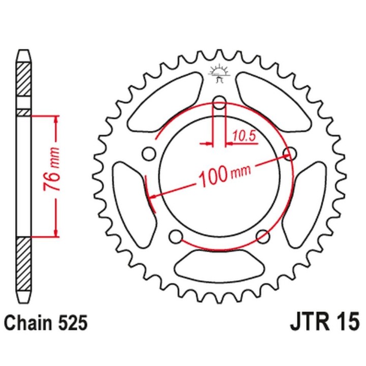 JT zębatka tylna 4456 43 benelli leoncio 500 '18-'20 (445643JT) (łańc. 525) (oem: 60002P100000)