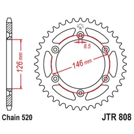JT zębatka tylna 808 51 aluminiowa racelite suzuki rm/rmz dr/drz (80851JTA) (ŁAŃC.520)