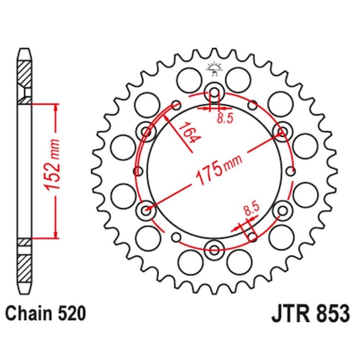 JT zębatka tylna 856 40 aluminiowa racelite yamaha yz/yzf '88-'98 (85640JTA) (łańc. 520)