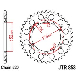 JT zębatka tylna 856 44 aluminiowa racelite yamaha yz/yzf '88-'98 (85644JTA) (łańc. 520)