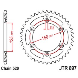 JT zębatka tylna 899 49 aluminiowa racelite ktm SX/EXC/LC4 (91-25) (89949JTA) (łańc. 520)