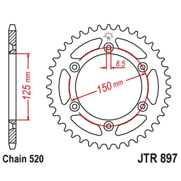 JT zębatka tylna 899 52 aluminiowa racelite ktm SX/EXC/LC4 (91-25) (89952JTA) (łańc. 520)