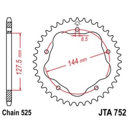JT zębatka tylna 4320 39 aluminiowa ducati 796/848/1100 (432039JT) (łańc. 525)