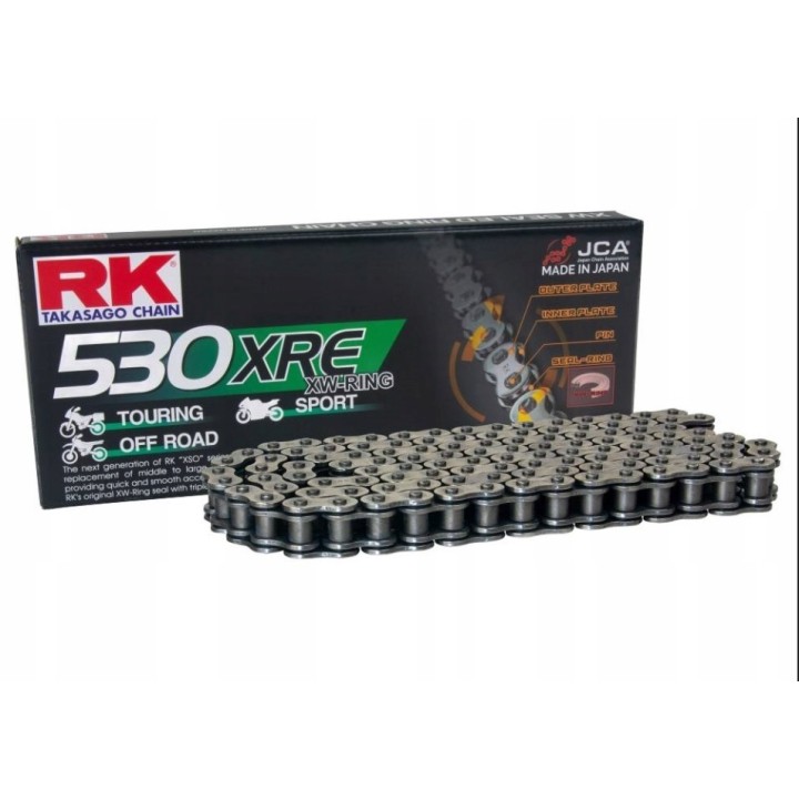 RK łańcuch napędowy 530XRE-118 (xw-ring) zakuwka (clf) w zestawie