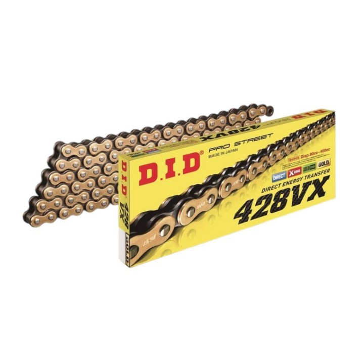 DID łańcuch napędowy 428VXGB-144ZB (144 ogniw) x-ring złoty (otwarty + zakuwka)