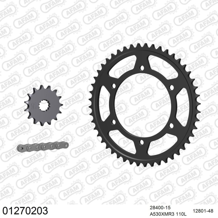 AFAM 2026/04 zestaw (komplet) napędowy yamaha fzs 600 fazer 1998-2003 (28400-15, 12801-48, A530XMR3 110L)