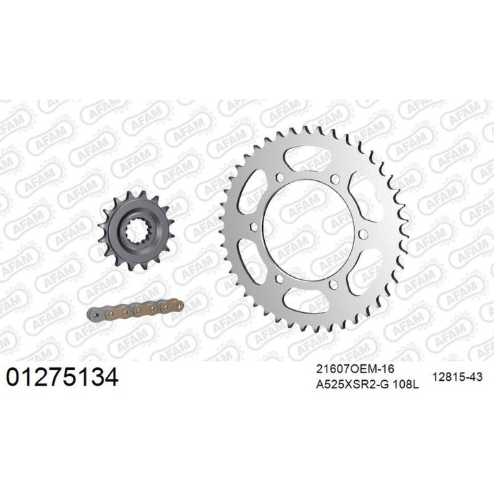 AFAM 2026/04 zestaw (komplet) napędowy rub yamaha MT-07 ABS 2014-2024 (21607NR-16, 12815-43, A525XSR2-G 108L)