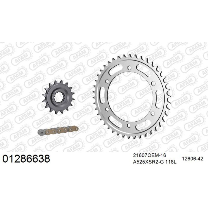 AFAM 2026/04 zestaw (komplet) napędowy yamaha tdm 900 2002-2014 (21607NR-16, 12606-42, A525XSR2-G 118L)