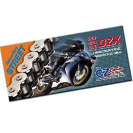 CZ łańcuch napędowy 525 dzx (112 ogniw) active ring (x-ring) chrom do 1000 ccm (40,0 kn) + zakuwka drążona