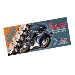 CZ łańcuch napędowy 525 dzx (124 ogniwa) active ring (x-ring) chrom do 1000 ccm (40,0 kn) + zakuwka drążona
