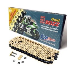 CZ łańcuch napędowy 525 sdzz (124 ogniwa) active ring (x-ring) złoty do 1200 ccm (46,2 kn) + zakuwka drążona