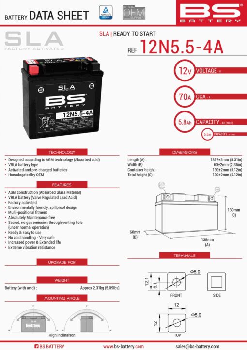 bs akumulator 12n5 5 4a fa 12n5 5 4a 12v 5 5ah