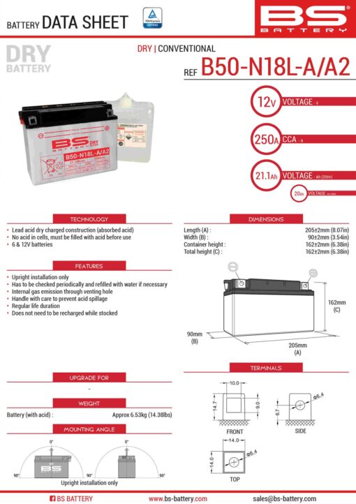 bs akumulator b50 n18l a a2 y50 n18l a a2 12v 20