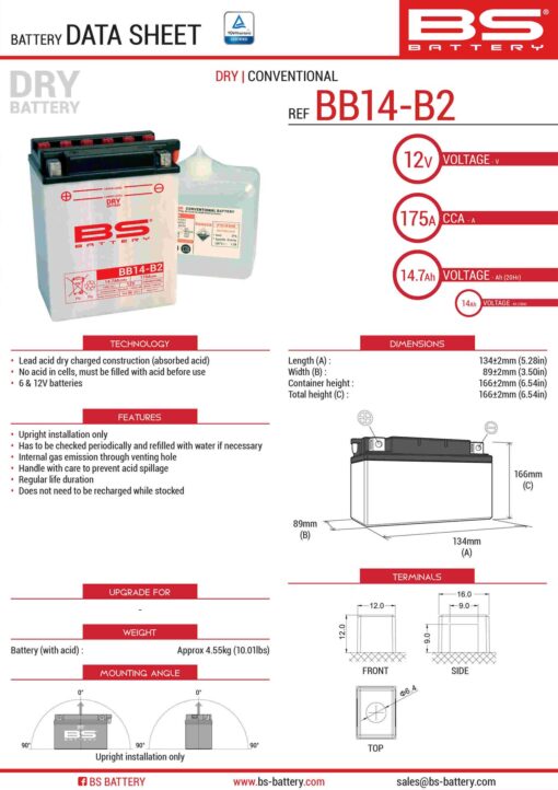 bs akumulator bb14 b2 yb14 b2 12v 14ah