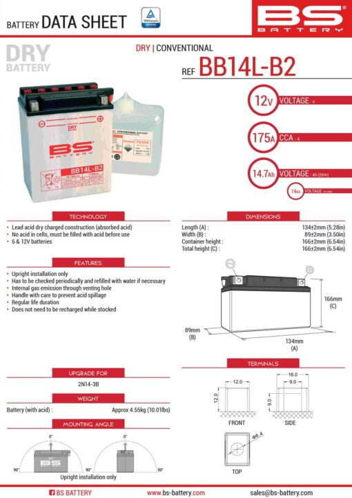 bs akumulator bb14l b2 yb14l b2 12v 14ah