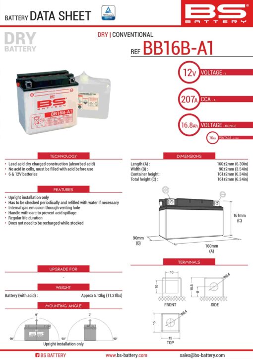 bs akumulator bb16b a1 yb16b a1 12v 16ah