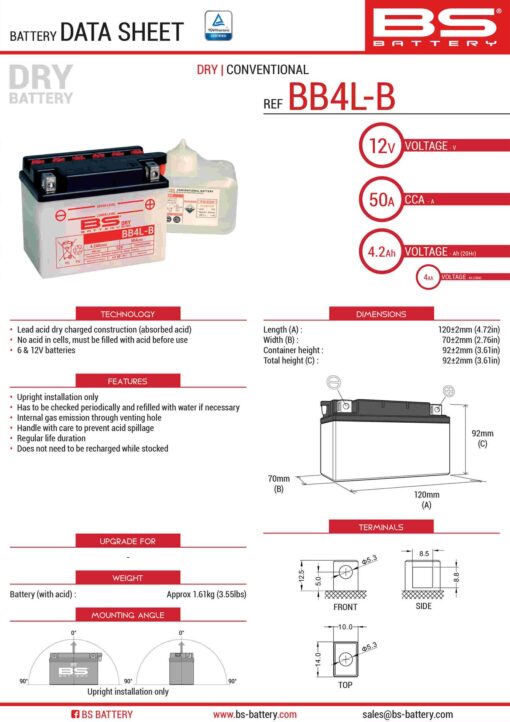 bs akumulator bb4l b yb4l b 12v 4ah 121x71x93 ob