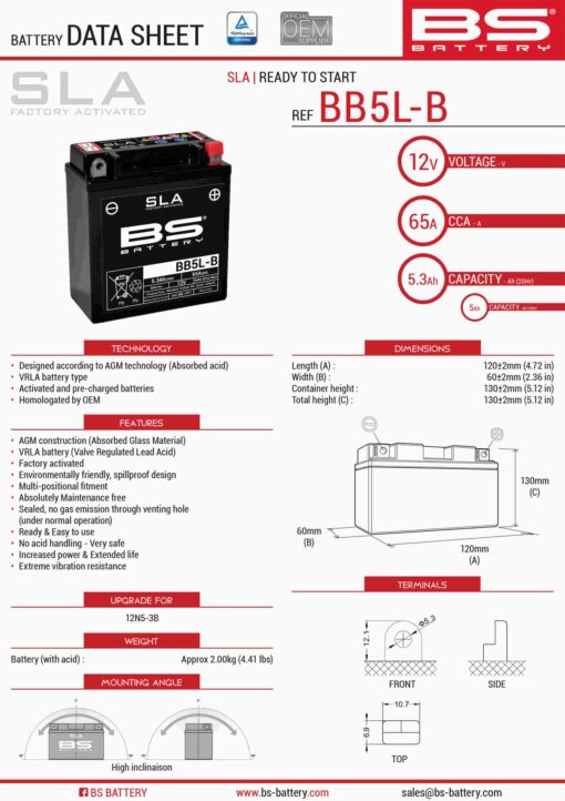 bs akumulator bb5l b fa yb5l b 12n5 3b 12v 5