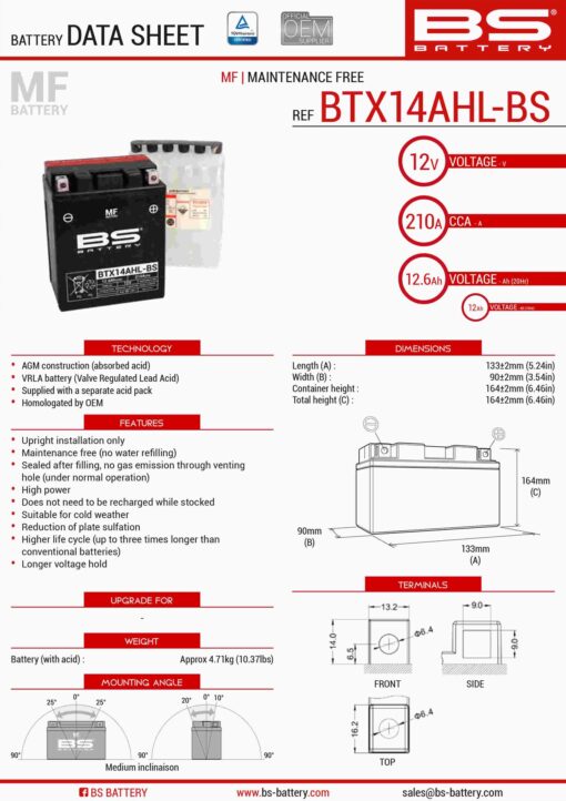 bs akumulator btx14ahl bs ytx14ahl bs