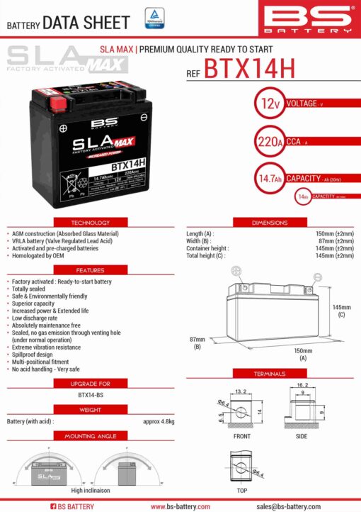 bs akumulator btx14h max fa ytx14 bs 12v 14ah