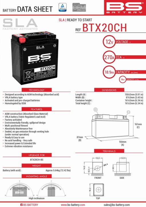 bs akumulator btx20ch fa ytx20ch bs ytx20a bs