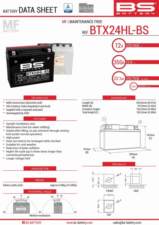 bs akumulator btx24hl bs ytx24hl bs 12v 21ah 205