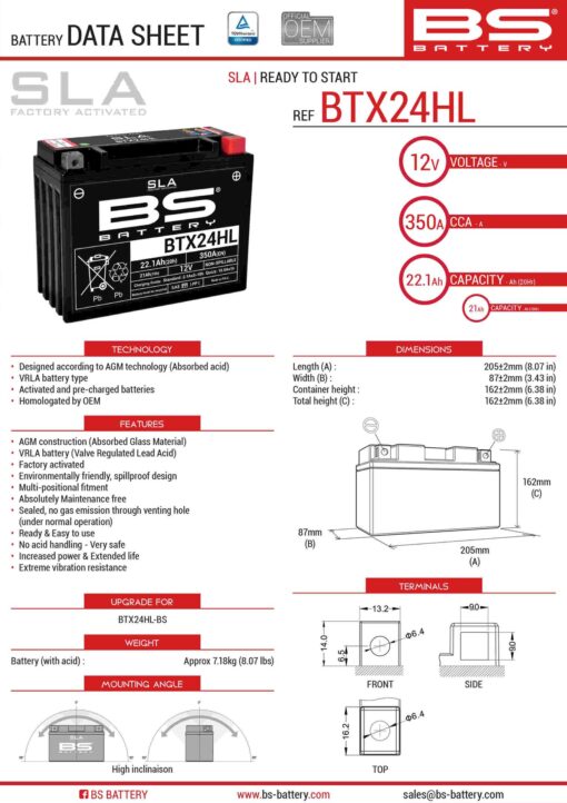 bs akumulator btx24hl fa ytx24hl bs 12v 21ah 2