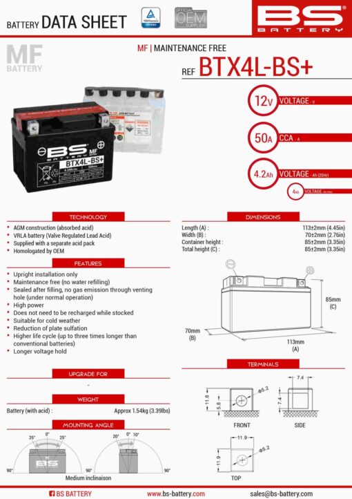 bs akumulator btx4l bs ytx4l bs 12v 4ah