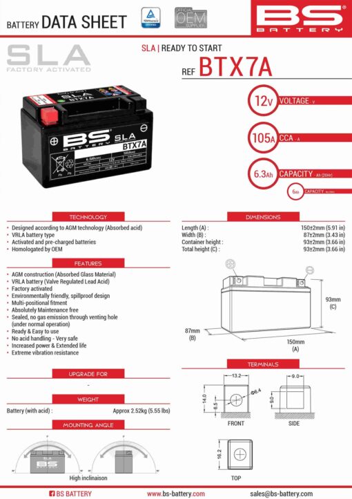 bs akumulator btx7a fa ytx7a bs 12v 6ah 152x88 1