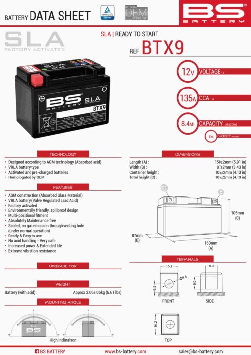 bs akumulator btx9 fa ytx9 bs 152x88x106 12v 8