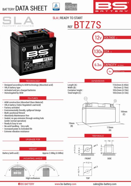 bs akumulator btz7s fa ytz7s 12v 6ah