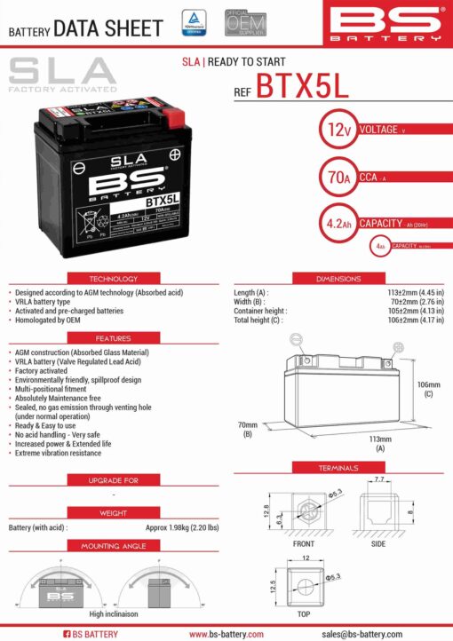 bs akumulator sla btx5l btz6s fa ytx5l bs 12