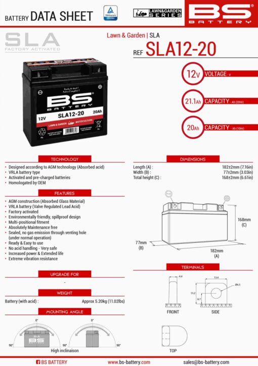 bs akumulator sla12 20 fa sla12 18 12v 20ah 18