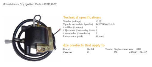 dze cewka zaplonowa kawasaki klr600 84 86 21121 1