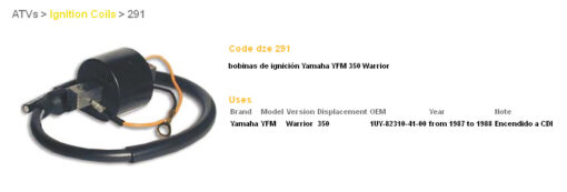 dze cewka zaplonowa yamaha yfm 350 warrior oem 1u