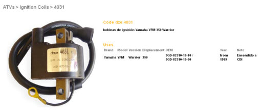 dze cewka zaplonowa yamaha yfm 350 warrior oem 3d