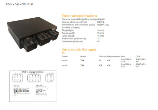 dze modul zaplonu cdi honda trx 450r 06 10 oem 30