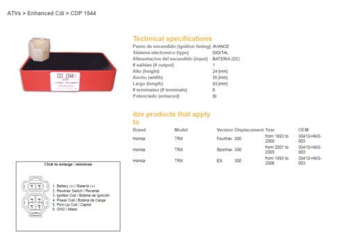 dze modul zaplonu cdi honda trx300 fourtrax 93 00