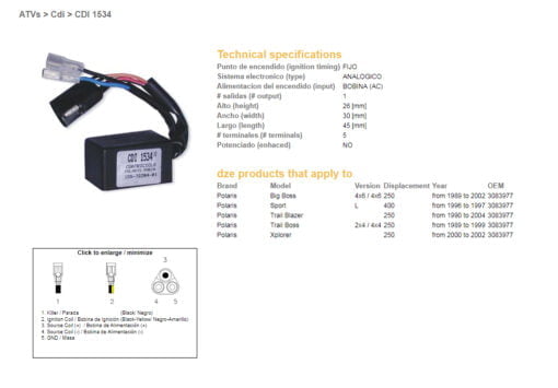 dze modul zaplonu cdi polaris 250 89 04 400 spo