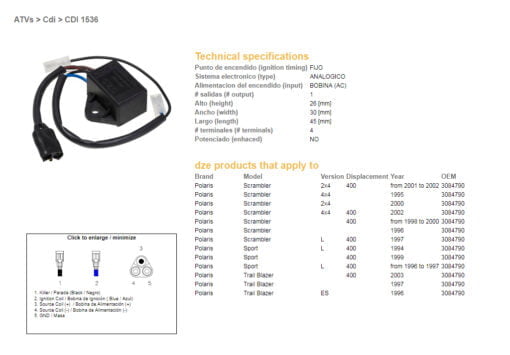 dze modul zaplonu cdi polaris scrambler 400 95 02