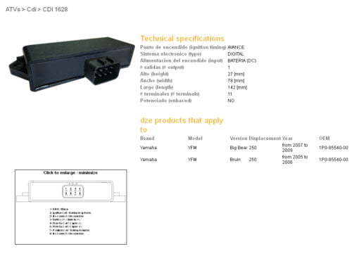 dze modul zaplonu cdi yamaha yfm250 big bear 07 09