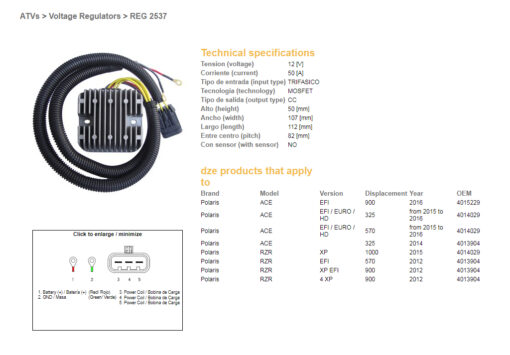 dze regulator napiecia polaris ace 325 efi 14 16