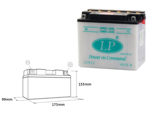 landport akumulator yb16b 12v 19ah 175x100x155 obs