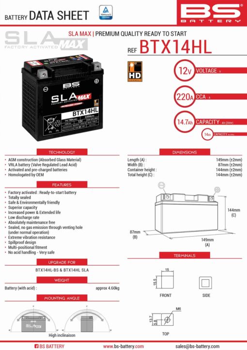 bs akumulator btx14hl max fa ytx14l bs 12v 14a