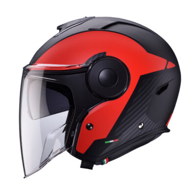 CABERG KASK OTWARTY JET Z BLENDĄ MODEL SOHO MILANO KOLOR CZERWONY/CZARNY MAT ROZMIAR S - widok alternatywny