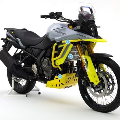 CROSSPRO WYPRZEDAŻ GMOLE OSŁONA SILNIKA ALUMINIOWA SUZUKI V-STROM 800 / 800 DE '23-'24 KOLOR CZARNY TEKSTUROWANY - widok alternatywny