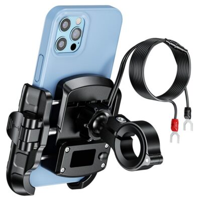 BIKETEC PROMOCJA UCHWYT MOTOCYKLOWY NA TELEFON QUICK LOCK Z ŁADOWARKĄ USB 3.0 POWER DELIVERY MONTOWANY NA KIEROWNICĘ LUB LUSTERKO TYP: R9-CLIP-PD (EL) (K) - widok alternatywny