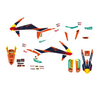 BLACKBIRD PROMOCJA KOMPLET NAKLEJEK (OKLEIN) KTM SX/SX-F '16-'18, EXC/EXC-F '17-'19 REPLICA KTM FACTORY MXGP KOLOR POMARAŃCZOWY CZARNY - widok alternatywny